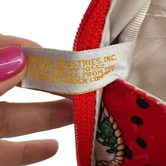 Vintage Elizabeth Arden Red & Black Patchwork Travel Bag Makeup Cosmetic Bag - Picture 6 of 9